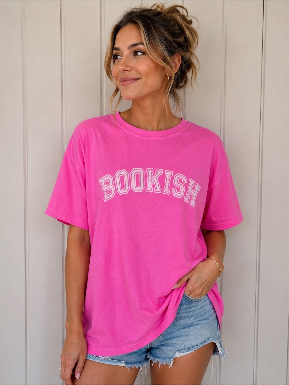 Bookish comfort colors graphic Pink T-Shirt new